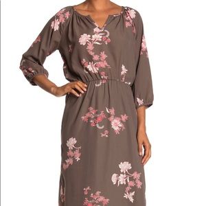 Romantic Floral Crepe Midi Dress - NEW